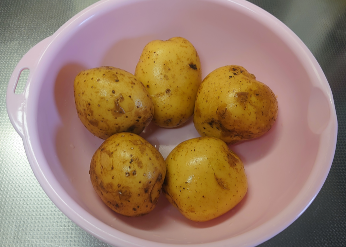 ジャガイモの煮っころがしと塩ゆでした枝豆